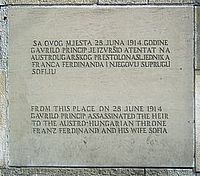 Assassination memorial plaques in Sarajevo, Bosnia and Herzegovina