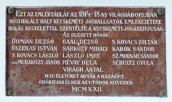 Első világháborús temetők Kecskeméten, Magyarország