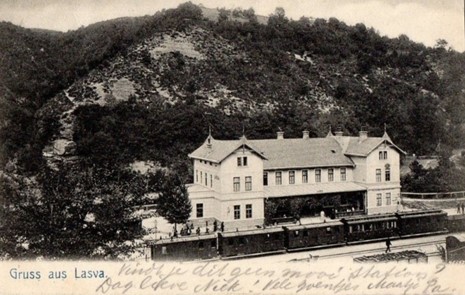 Narrow-gauge railroad and station Lašva, Zenica, Bosnia and Herzegovina