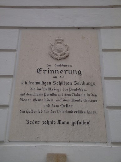 Memorial plaque for fallen soldiers of the Austro-Hungarian Salzburg volunteer riflemen, Salzburg, Austria